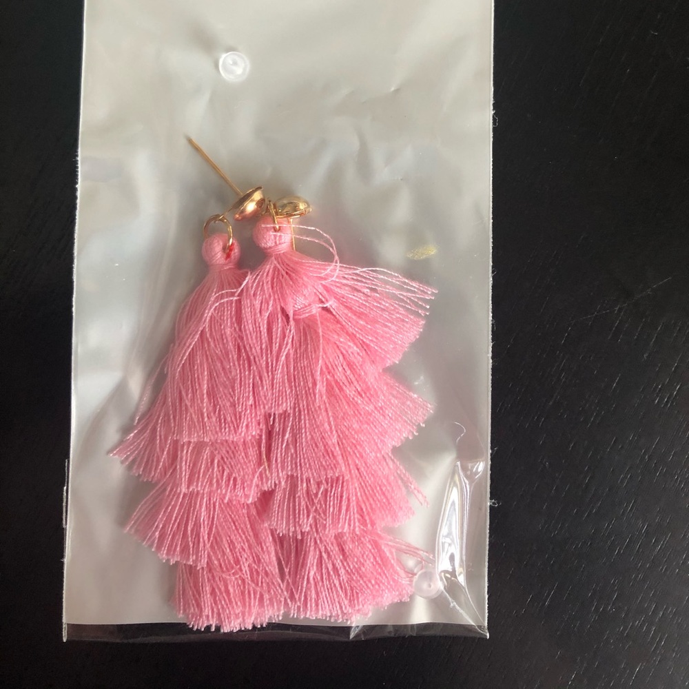 Light pink tassel earrings